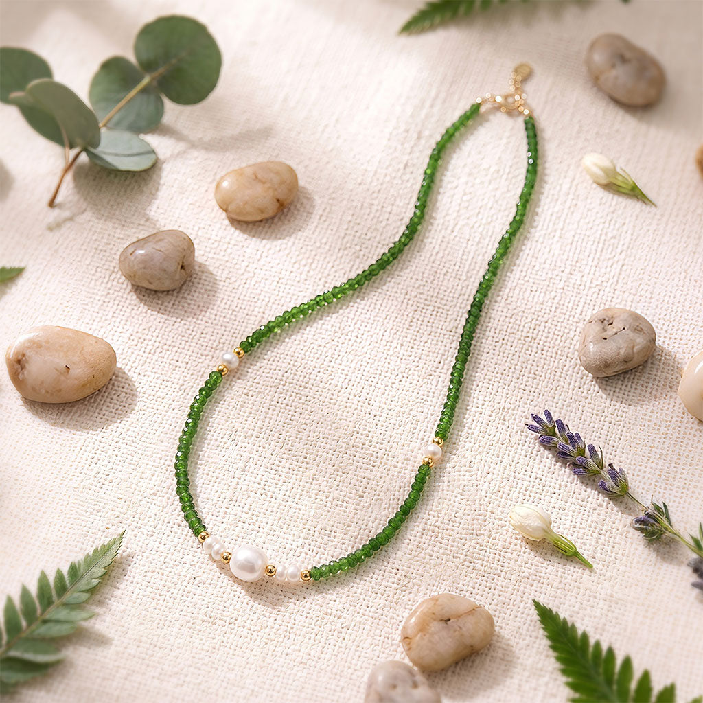 Diopside & Freshwater Pearl Necklace