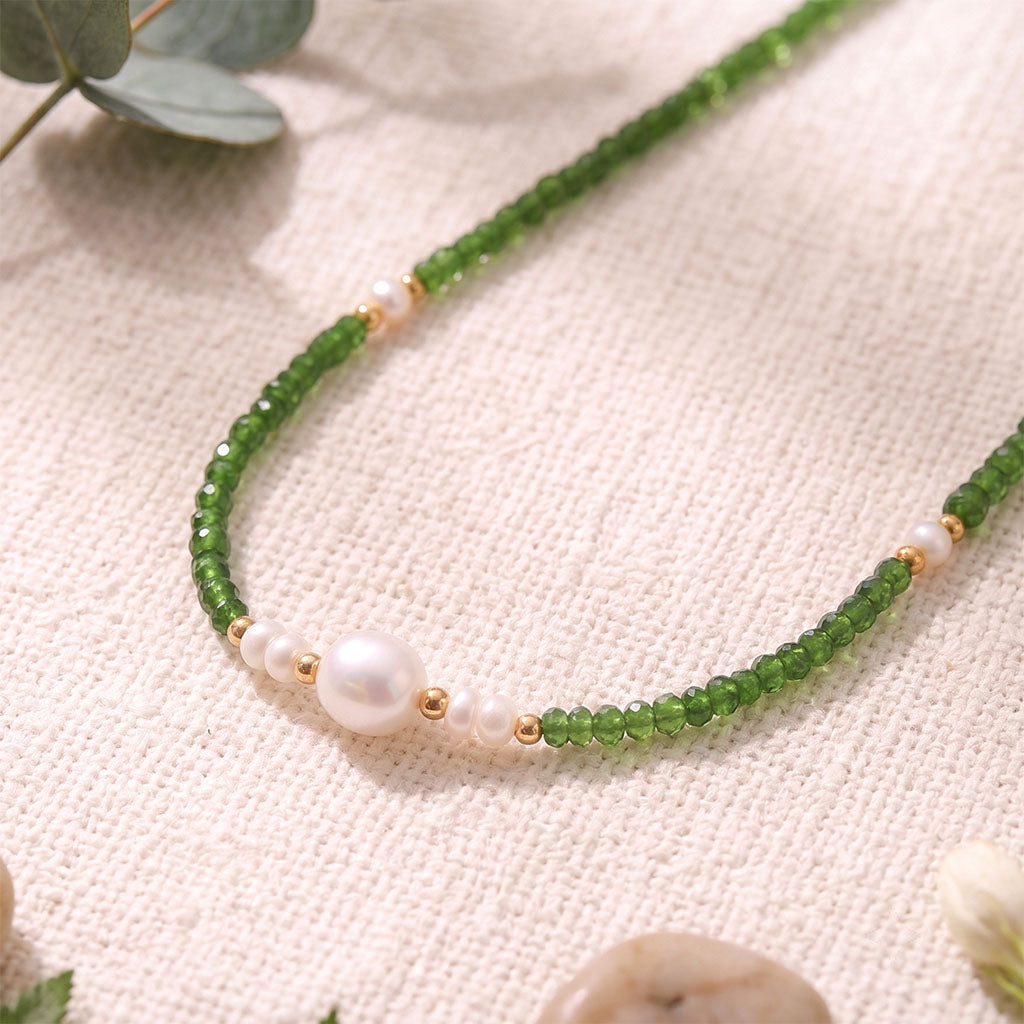 Diopside & Freshwater Pearl Necklace