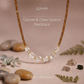 Garnet and Clear Quartz necklace pendant display