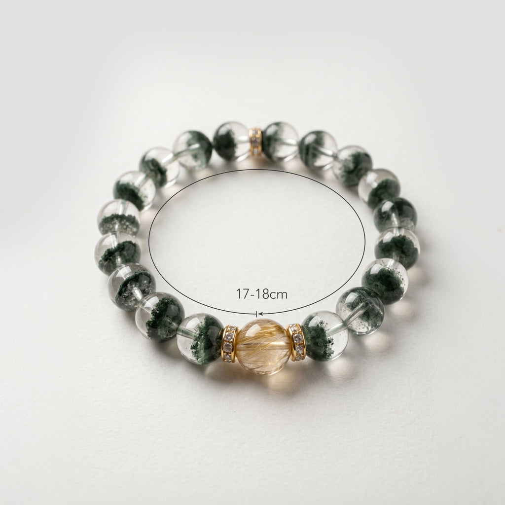 Green Phantom Quartz Energy Bracelet size and details.