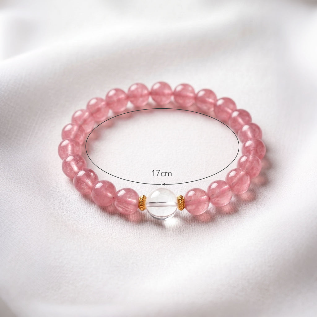 Strawberry Quartz Energy Bracelet size and details.