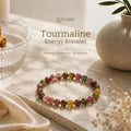 Tourmaline Energy Bracelet on the stone slab with calming crystal energy aesthetic