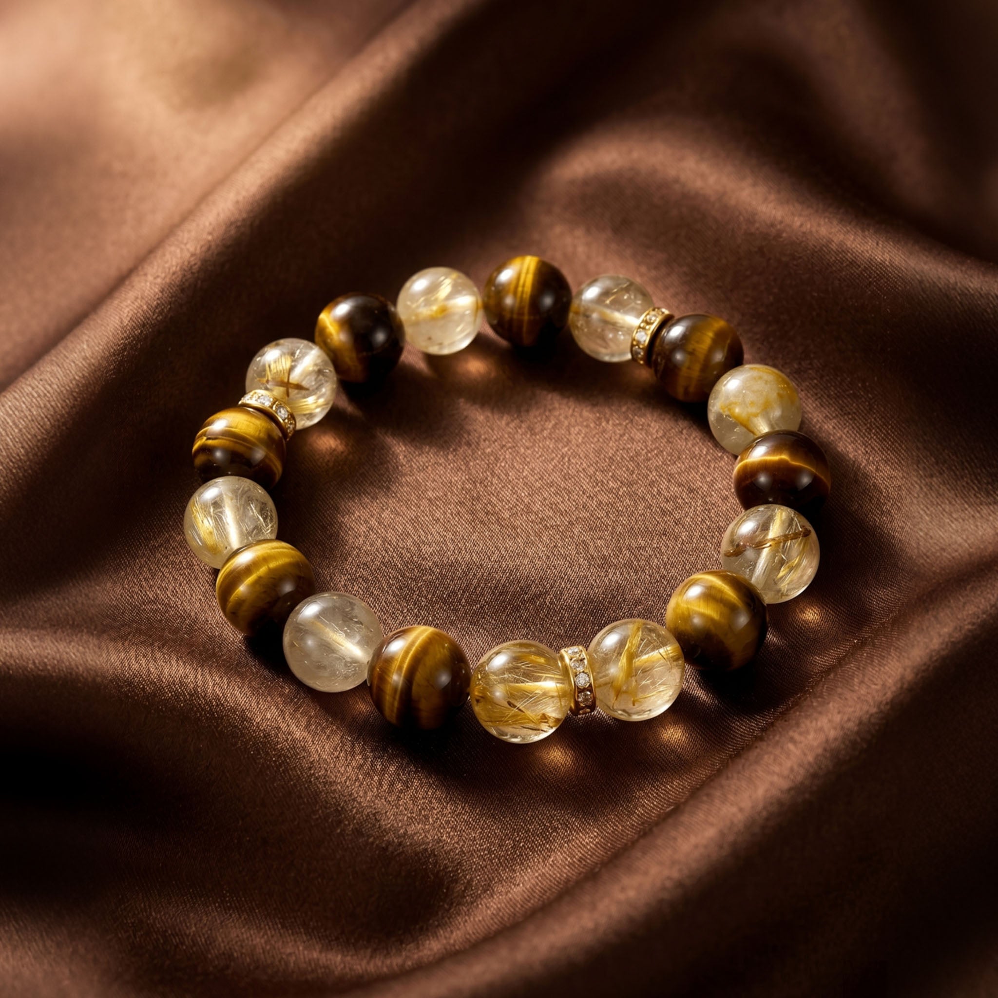 Golden Rutilated Quartz & Tiger Eye Energy Bracelet