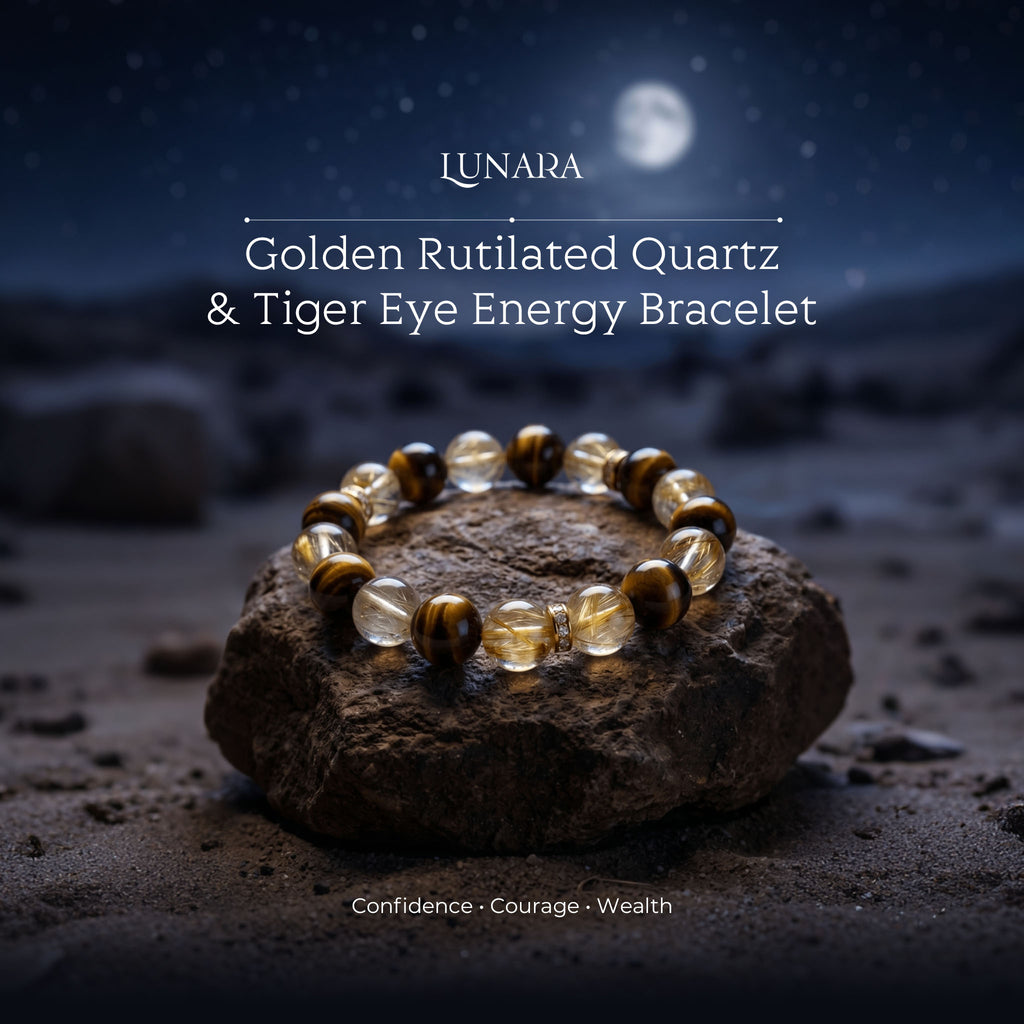 Golden Rutilated Quartz & Tiger Eye Energy Bracelet