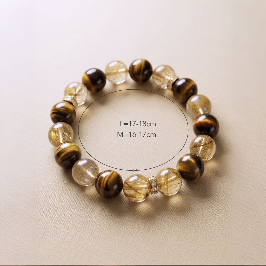 Golden Rutilated Quartz & Tiger Eye Energy Bracelet